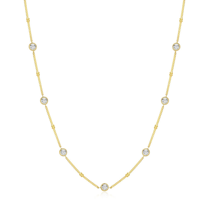 Lab Grown Diamond Station Necklace in Gold Plated Sterling Silver image number null